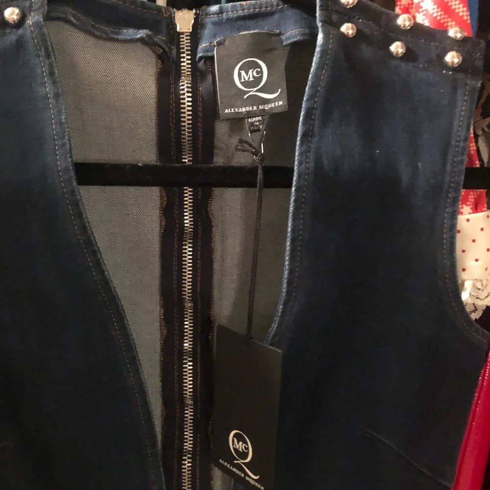 McQ - Alexander McQueen Deep V Neck Denim Dress - Picture 6 of 8